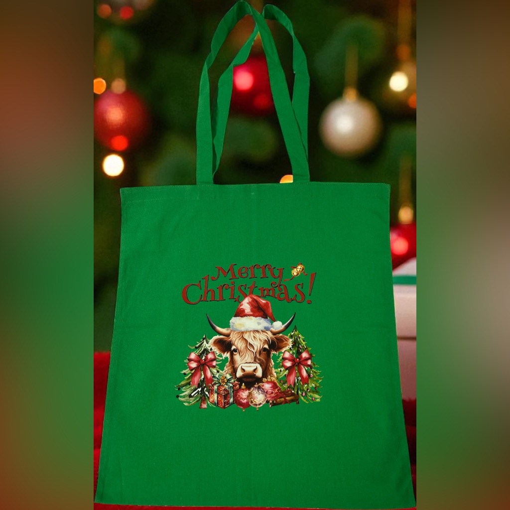 Christmas Tote Bag Green Christmas Bag Tote Bag